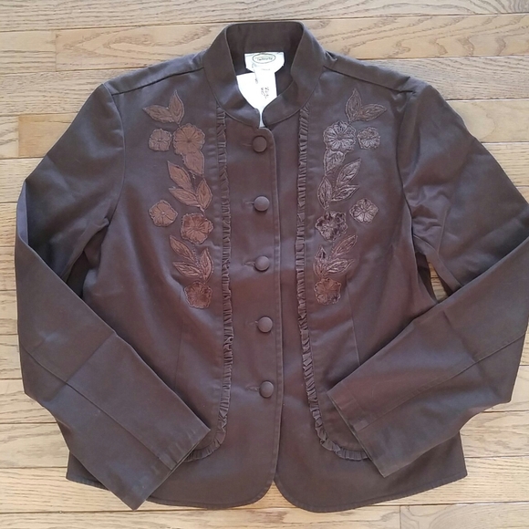 Talbots Floral Applique Blazer Jacket - Picture 1 of 8